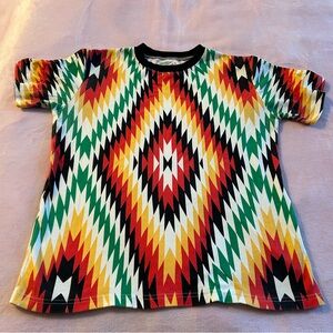 Moss Clothing Co. Aztec geometric print short sleeve t-shirt size L